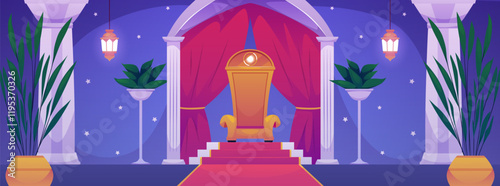 Luxurious oriental palace. Throne room.