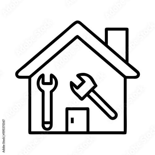 home improvement icon, home improvement line art - simple line art of home improvement, perfect for home improvement logos and icons and themed design 