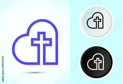 Christian cross icon design illustration, Religion sign. Holy cross logo symbol