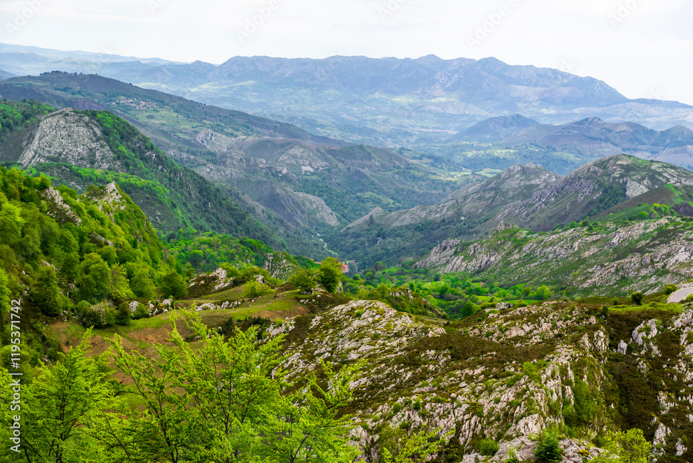 Route to Covadonga, Lakes, Mountains, Cangas de Onis, Asturias, Picos de Europa, Spain Route to Covadonga, Lakes, Mountains, Cangas de Onis, Asturias, Picos de Europa, Spain