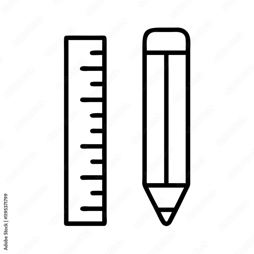 ruler and pencil icon, ruler and pencil line art - simple line art of ruler and pencil, perfect for ruler and pencil logos and icons and themed design ruler and pencil icon, ruler and pencil line art - simple line art of ruler and pencil, perfect for ruler and pencil logos and icons and themed design