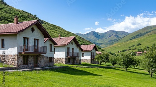 Wallpaper Mural Mountain Village Houses Torontodigital.ca