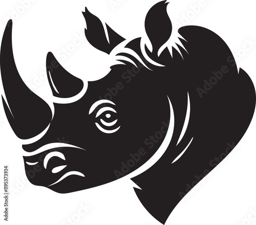 silhouette of a rhino head