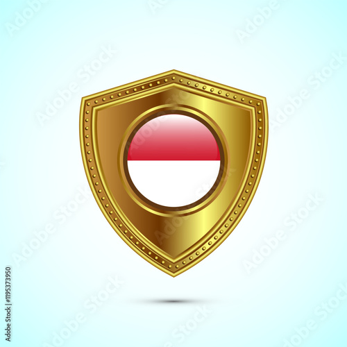 Rounded flag of Monaco with glossy gold shield Free Download Rounded flag of Monaco with glossy gold shield - GFXLoad