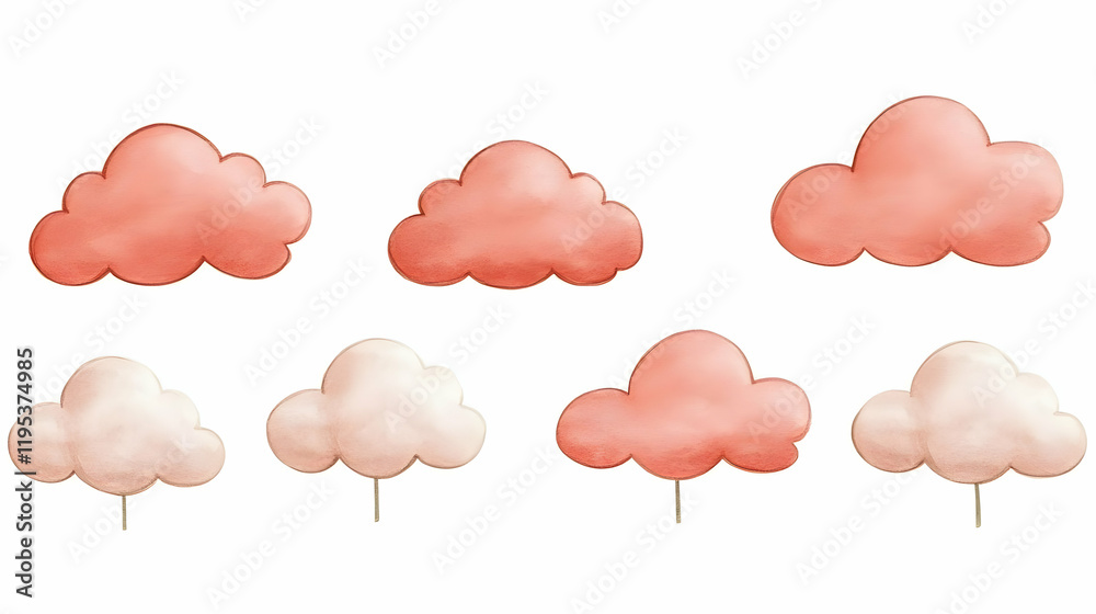 Cute Pink and Peach Cloud Illustration Cute Pink and Peach Cloud Illustration