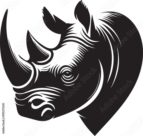 black and white rhino head