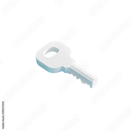 White Key Isometric 3D Render