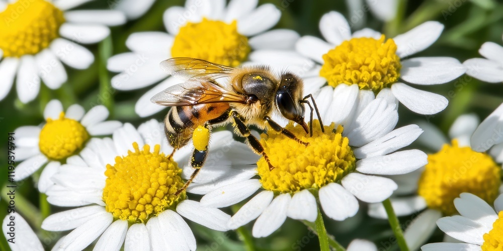 Bee pollinating flowers garden nature photography sunny day close-up biodiversity awareness Bee pollinating flowers garden nature photography sunny day close-up biodiversity awareness