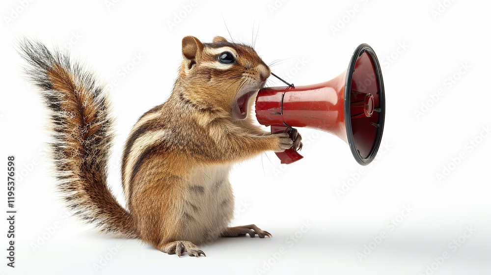 Fototapeta premium Chipmunk with a Megaphone - A Tiny Announcer