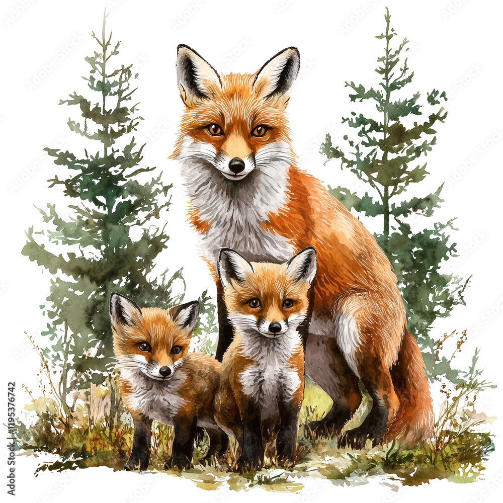 Fototapeta premium Red Fox Clipart Vector Illustration, Wildlife Art Design