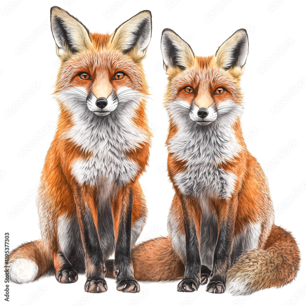 Fototapeta premium Red Fox Clipart Vector Illustration, Wildlife Art Design