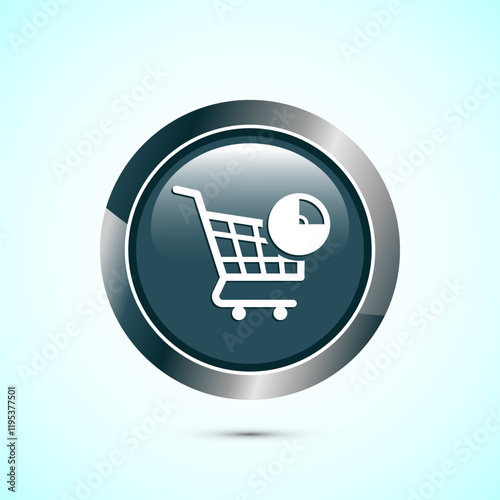 Online shopping icon design illustration. Shopping symbol for apps and websites. Gray color round button design