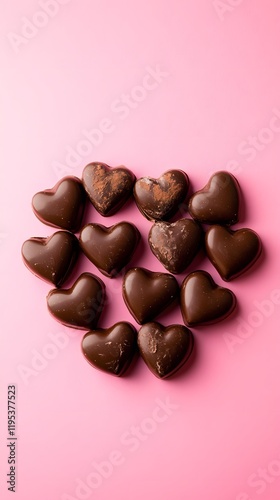 Wallpaper Mural Heart-Shaped Chocolate Candies Arranged on a Pink Background Torontodigital.ca