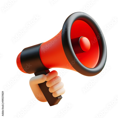 Red and Black Megaphone Promotion 3d Render isolated 03