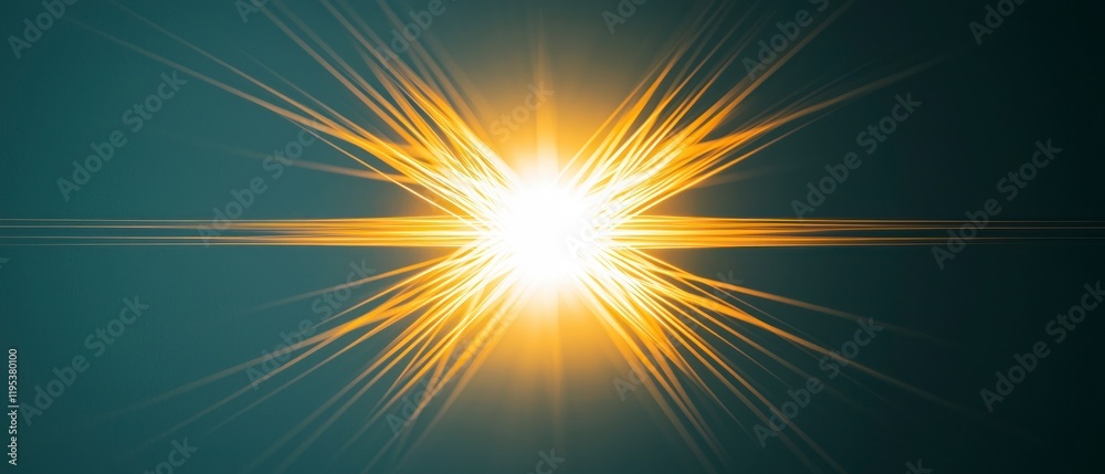 Obraz premium Abstract Golden Light Burst Bright Star Flare Energy Rays Background