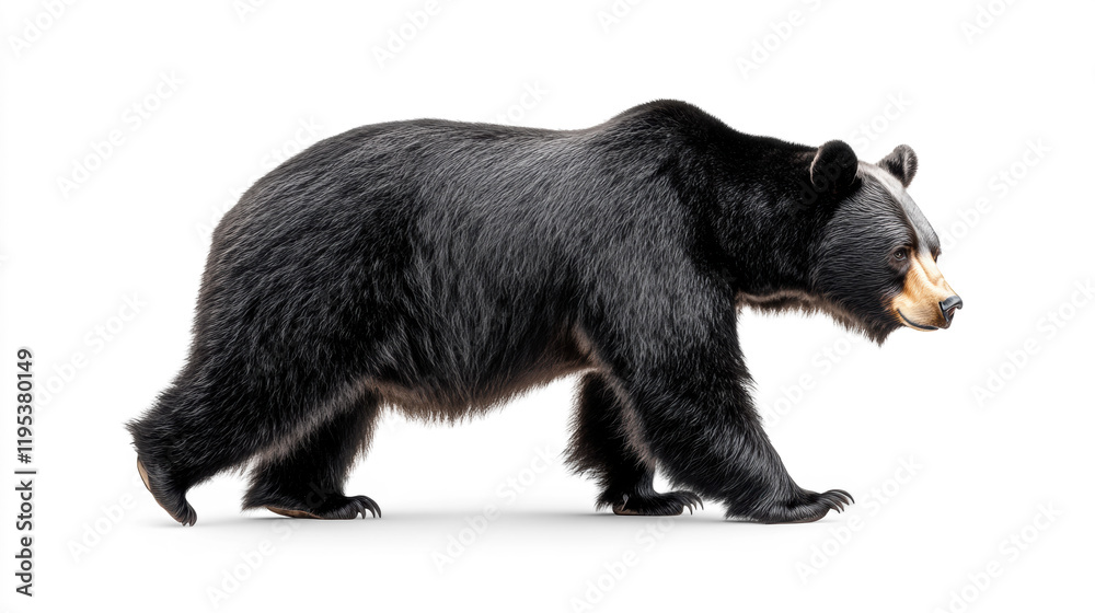 Fototapeta premium Bear walking on a transparent background.