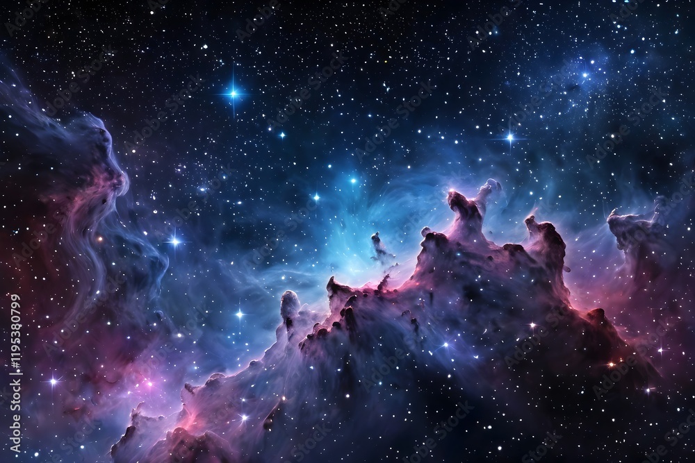 Abstract cosmic background with nebula-like textures and glowing stars, perfect for wallpaper designs Abstract cosmic background with nebula-like textures and glowing stars, perfect for wallpaper designs