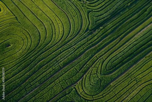 Top view of the green field