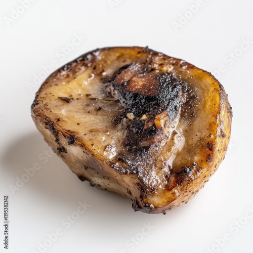 Grilled mushroom cap perfectly charred, showcasing delicious texture and flavor for culinary enjoyment photo