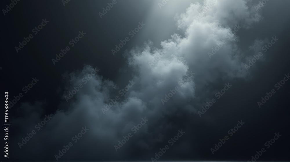 Fototapeta premium fog or smoke isolated on dark background, abstract texture with empty black space