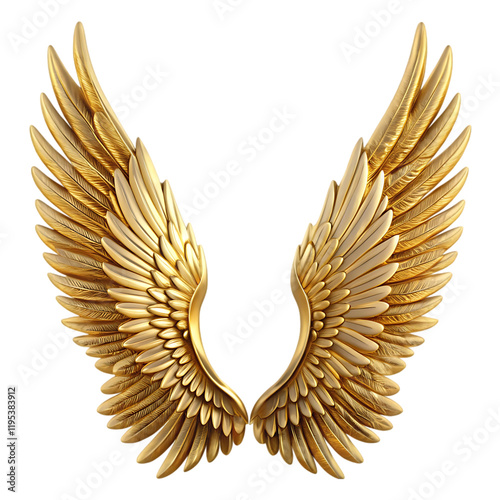 Golden Angel Wings Luxury Design 3D Model Elegant Feathers Gold Black Background art royal