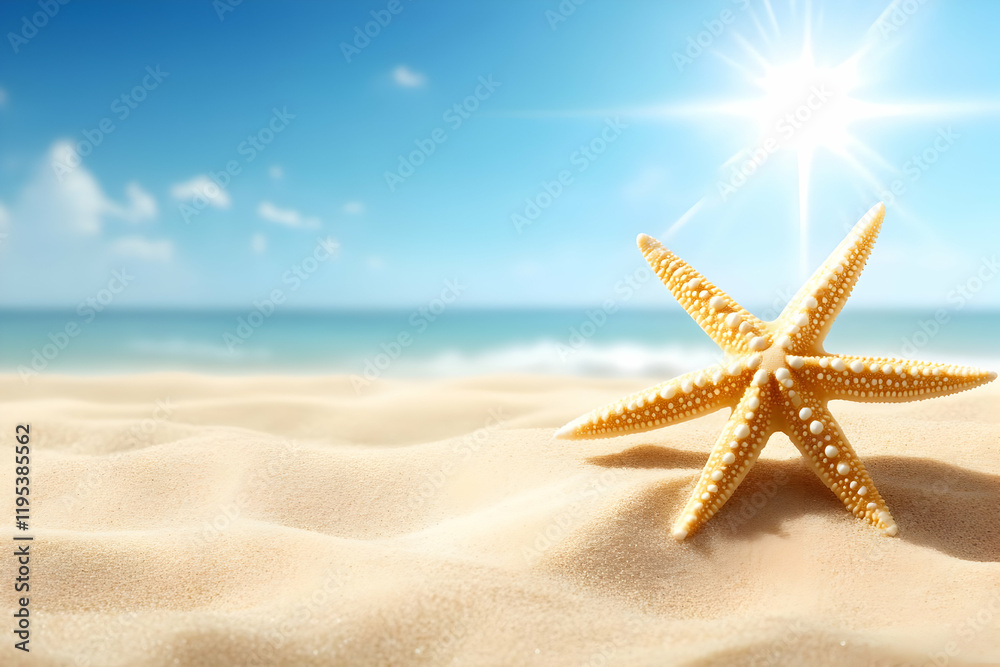 Summer Beach Background Starfish Sand Summer Beach Background Starfish Sand