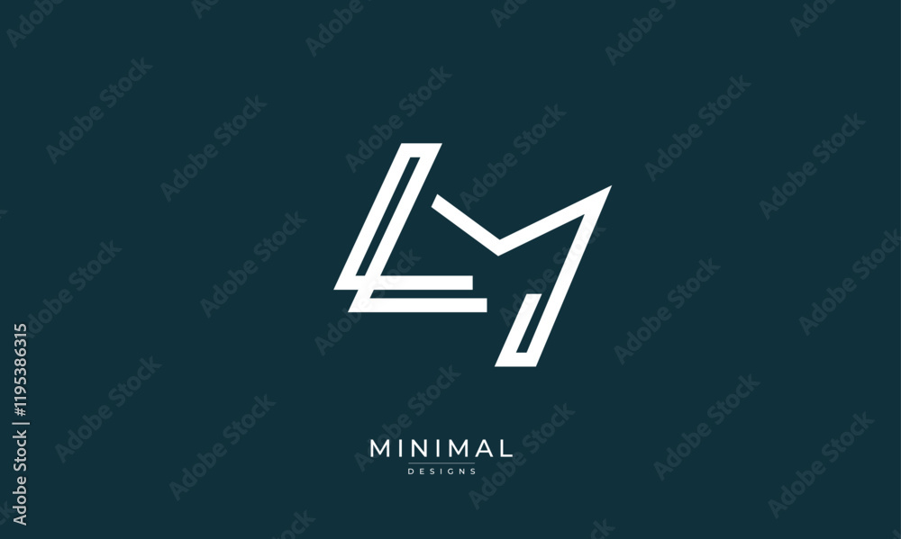 Fototapeta premium Alphabet letter icon logo LM