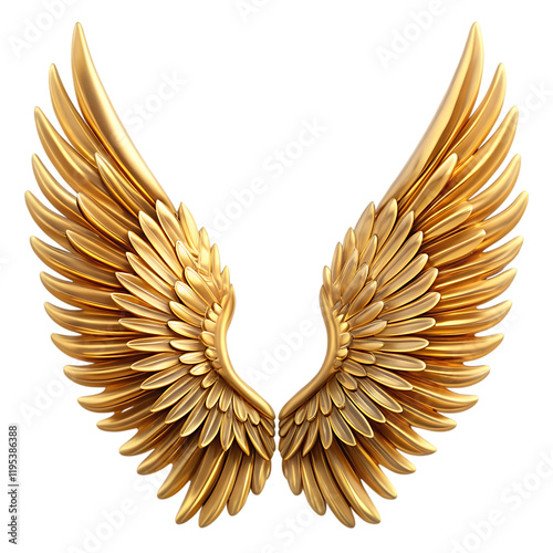 Golden Angel Wings Luxury Design Elegant 3D Render Black Background art holy power image  