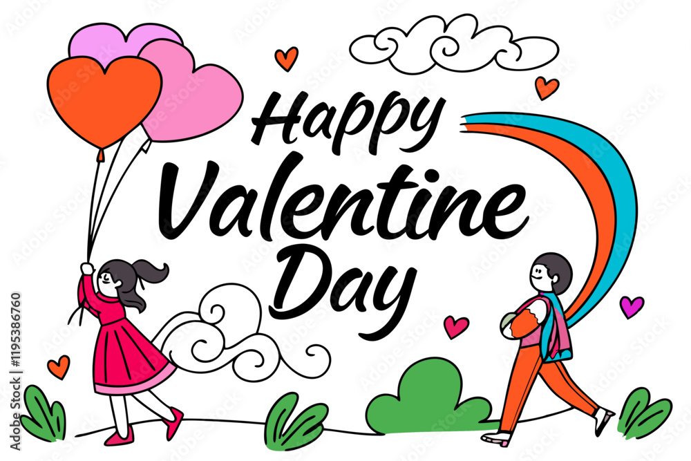 Fototapeta premium happy valentine day card with cats