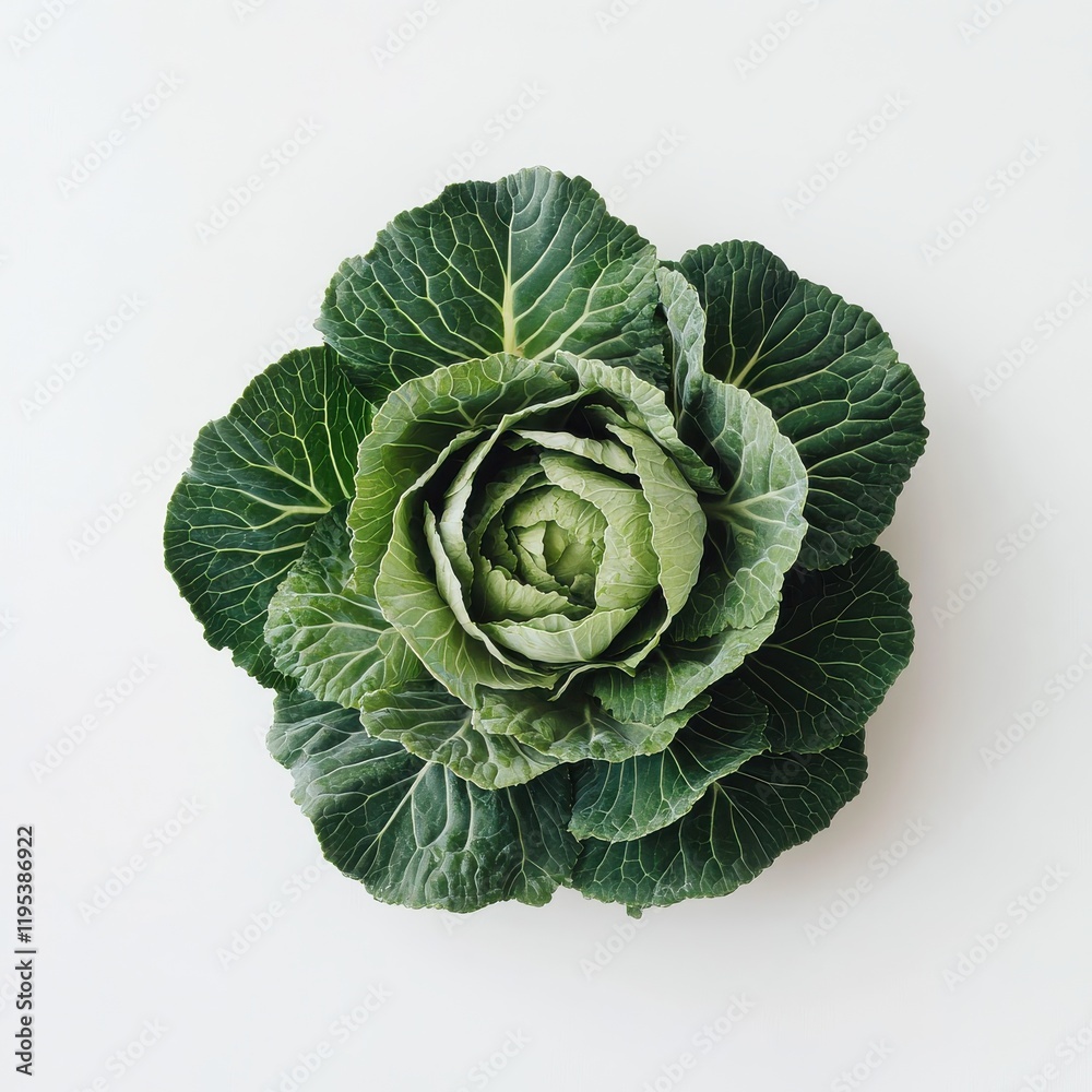 Obraz premium Fresh green cabbage with vibrant leaves showcasing organic farming excellence