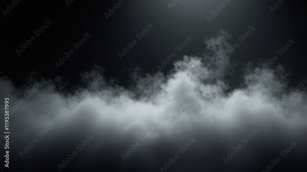 Fototapeta premium fog or smoke isolated on dark background, abstract texture with empty black space