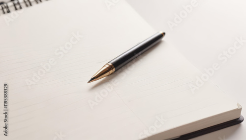 Wallpaper Mural Close-up of a Dark Grey Pen Resting on a Blank Notebook Page Torontodigital.ca