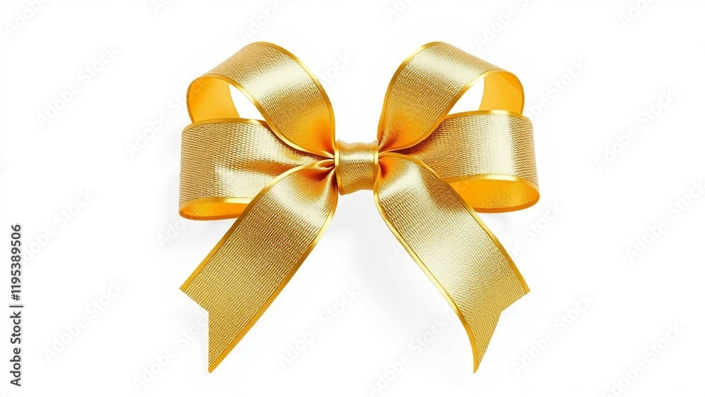 Shiny golden gift bow with textured ribbon loops on a white background transparent Shiny golden gift bow with textured ribbon loops on a white background transparent