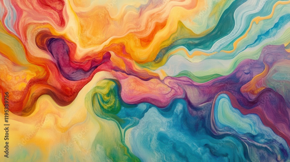 Obraz premium vibrant, swirling abstract waves of color blend seamlessly, creating a dynamic background that evokes energy and movement, infused with a spectrum of hues