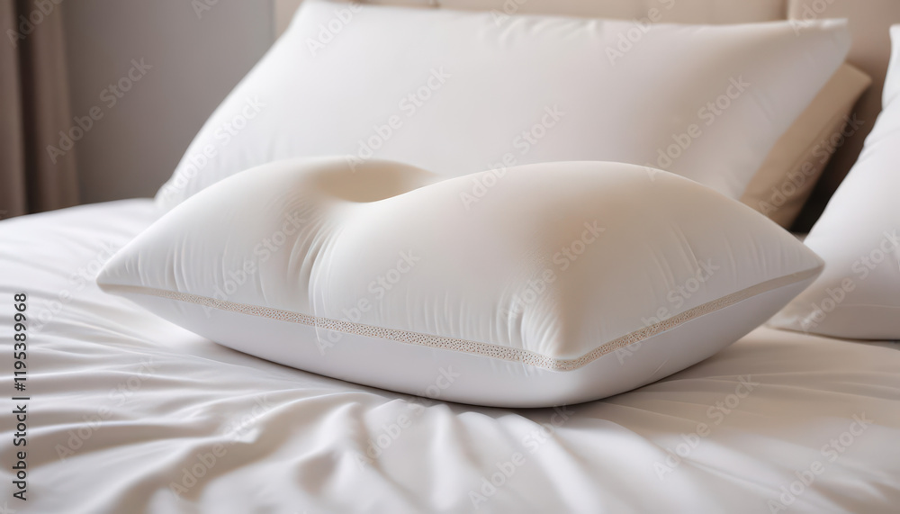 Obraz premium Luxurious White Pillow on a Crisp White Bed
