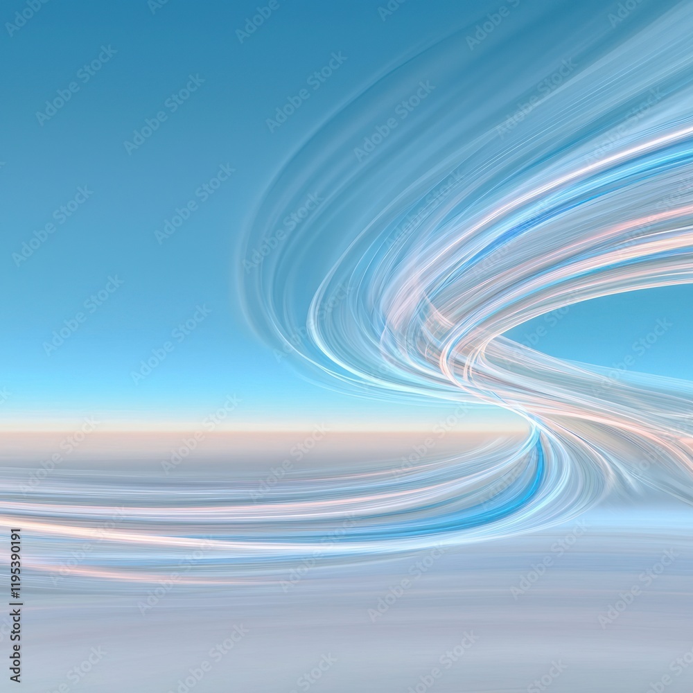 Fototapeta premium Abstract Sky Blue Swirling Wave Lines Background Design