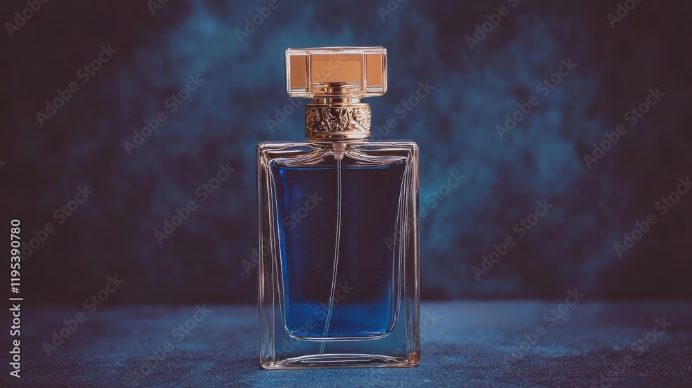 Elegant Blue Perfume Bottle on Dark Background Luxury Fragrance Product Photography Elegant Blue Perfume Bottle on Dark Background Luxury Fragrance Product Photography