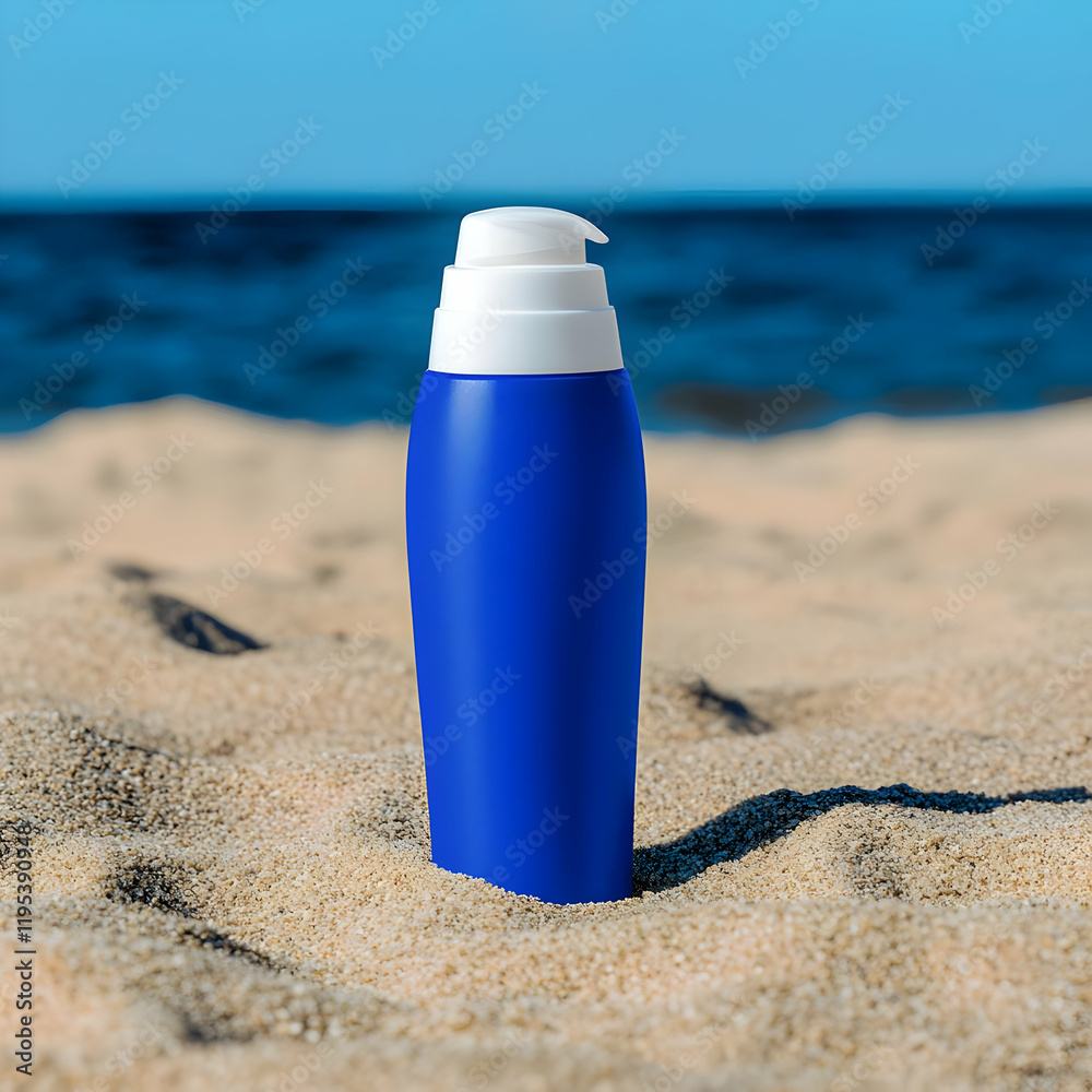 Beach Sun Lotion Bottle Illustration Beach Sun Lotion Bottle Illustration