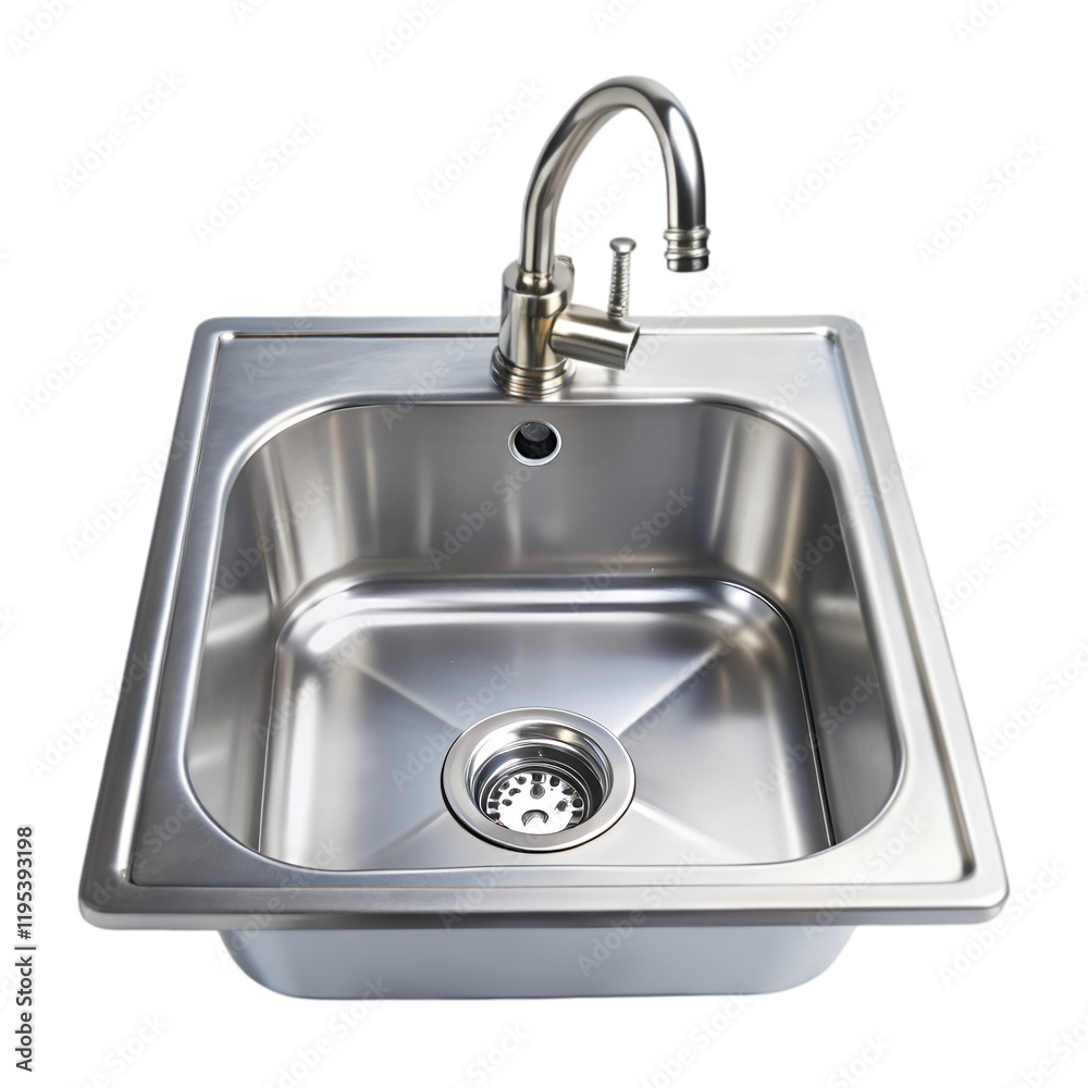 Silver sink isolated on transparent background