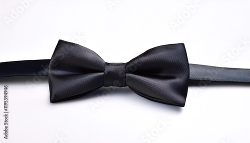 black bow tie or dicky bow is a type of necktie consists of a ribbon of fabric tied around the collar of a shirt in a symmetrical manner so that the two opposite ends form loops. isolated on white photo