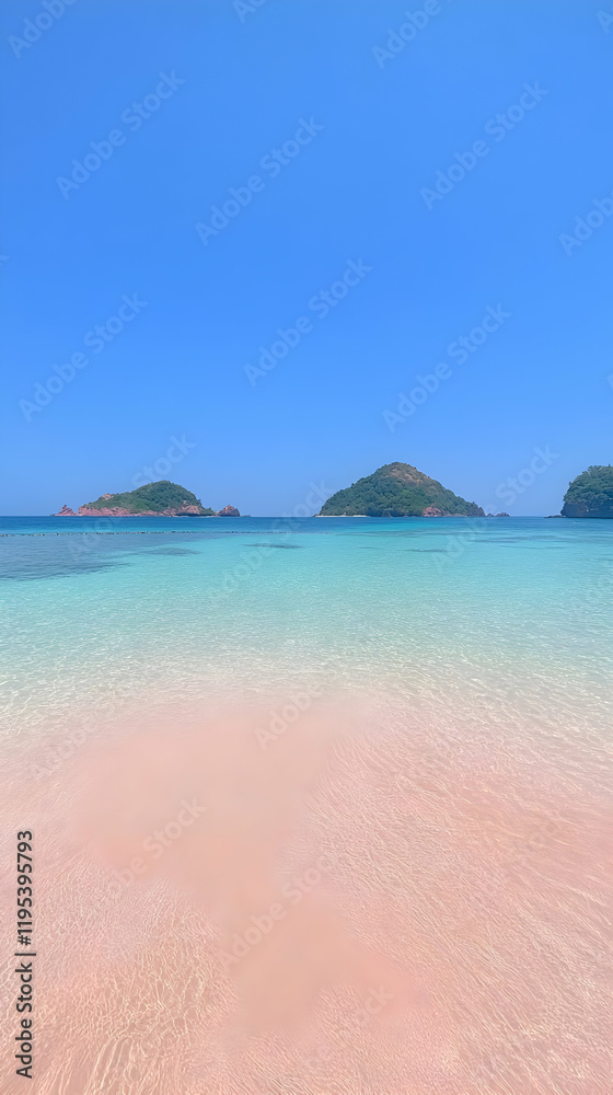 Fototapeta premium Pink Beach Paradise: Island Getaway