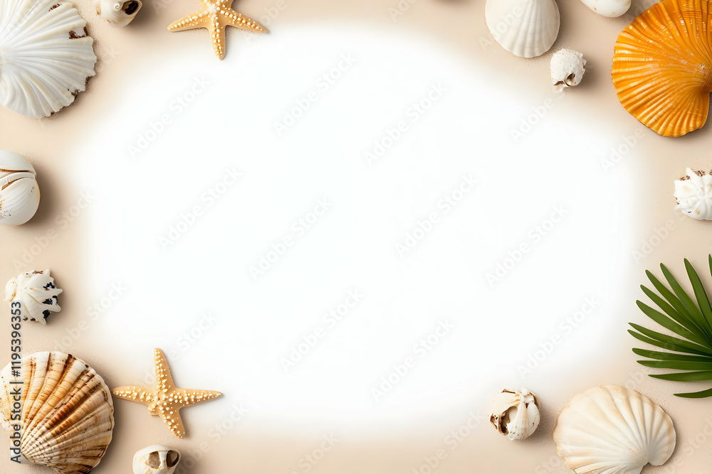 Seashells and Starfish Summer Background Seashells and Starfish Summer Background