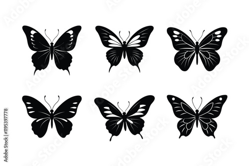 set of butterflies