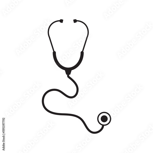 Stethoscope icon design on white background. Simple stethoscope icon isolated in black color . Doctor's medical tool. Vector  illustration.
