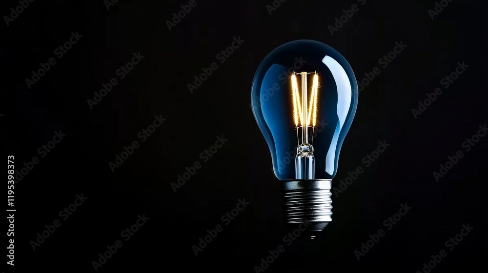 Illuminating Idea: A single, glowing blue lightbulb stands out against a stark black background, symbolizing innovation, inspiration, and new ideas. Illuminating Idea: A single, glowing blue lightbulb stands out against a stark black background, symbolizing innovation, inspiration, and new ideas.