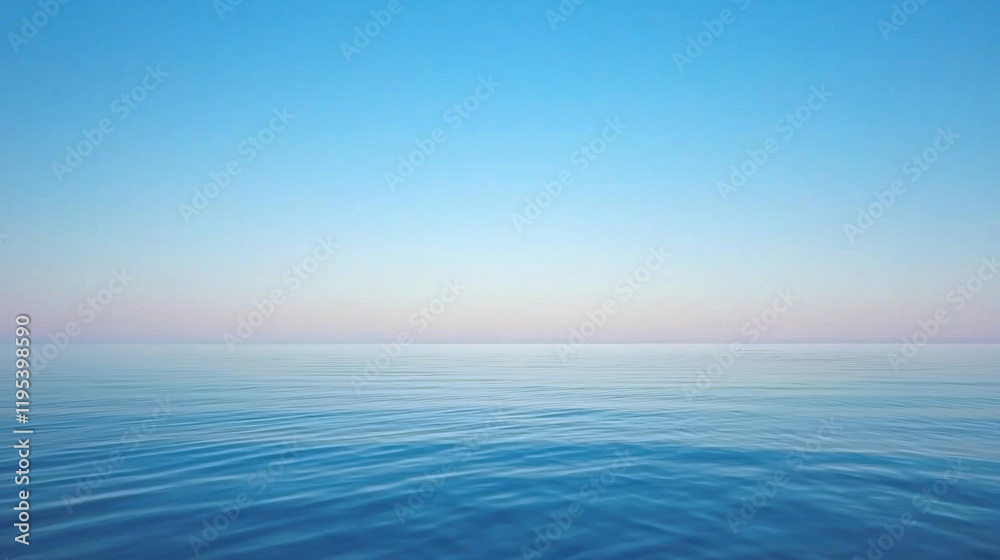 Obraz premium Serene ocean view with calm waters and clear blue sky at sunset