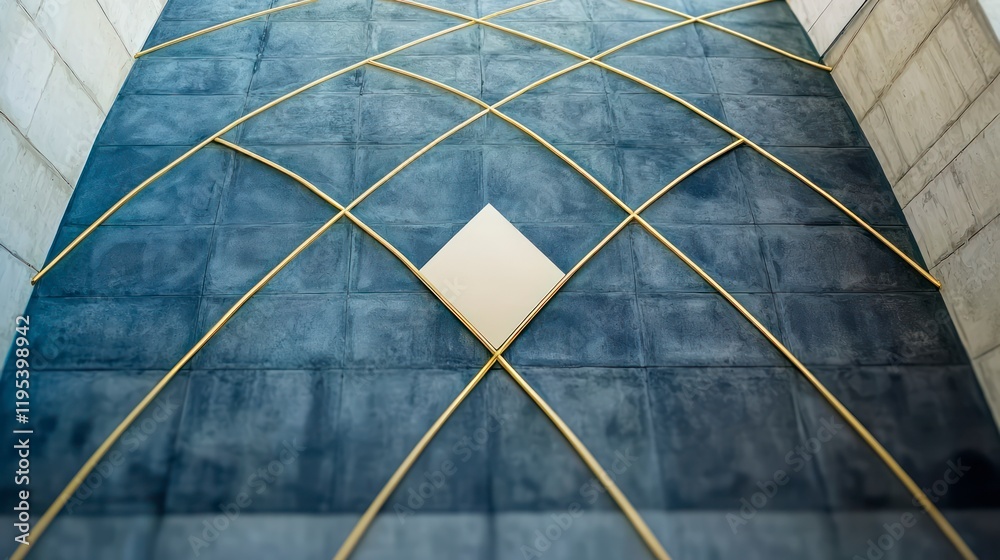 custom made wallpaper toronto digitalElegant Gold Blue Geometric Tile Wall Design
