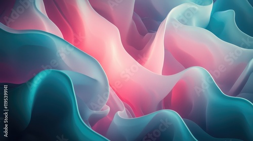 Wallpaper Mural Abstract Pastel Waves Symphony of Teal, Pink, and White Torontodigital.ca