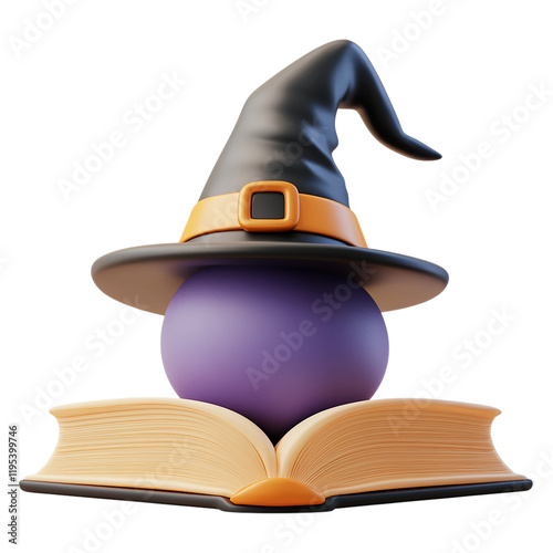 Enchanted Halloween: Witch's Hat, Crystal Ball, and Spellbook photo