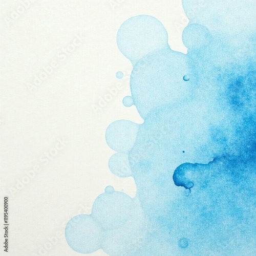 Abstract watercolor texture in blue shades with soft circular patterns. photo